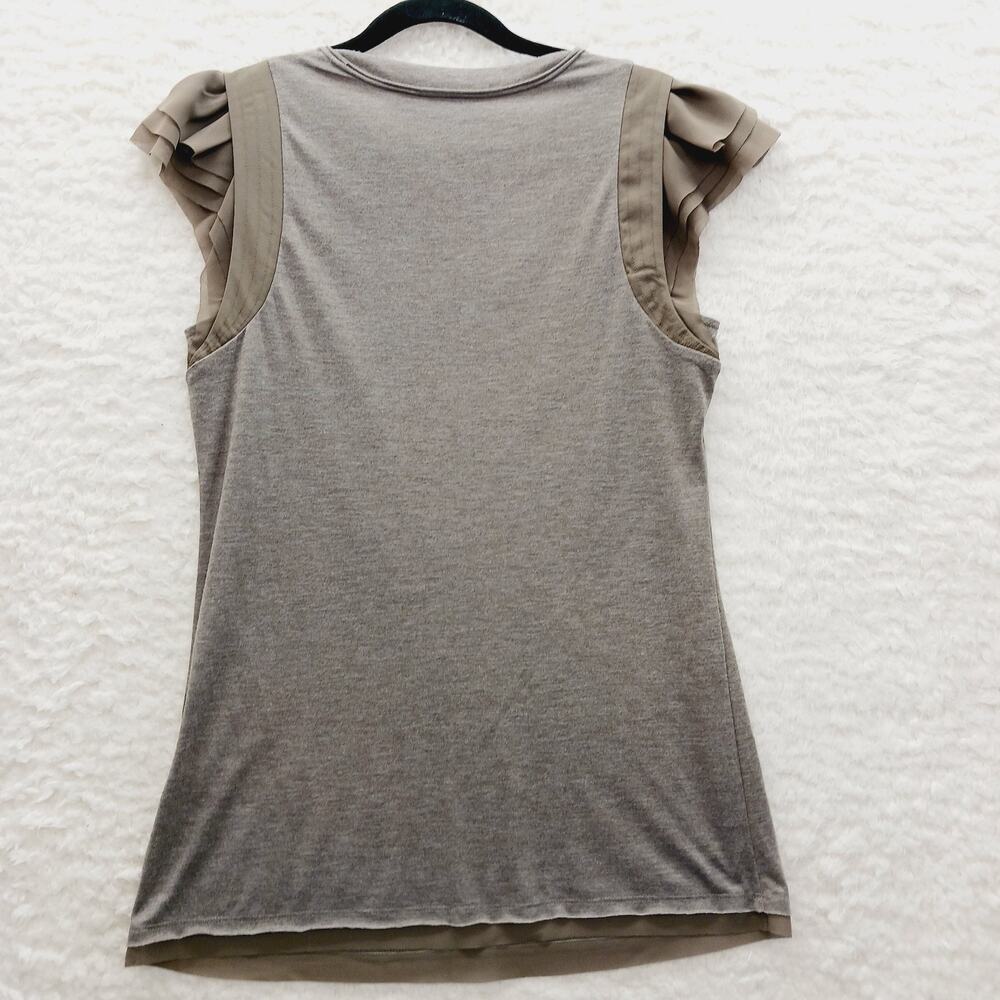 T-Shirt Women Taupe Boho Flutter Sleeve Romantic Minimalist Soft Girl Y2K Size M - Picture 2 of 8